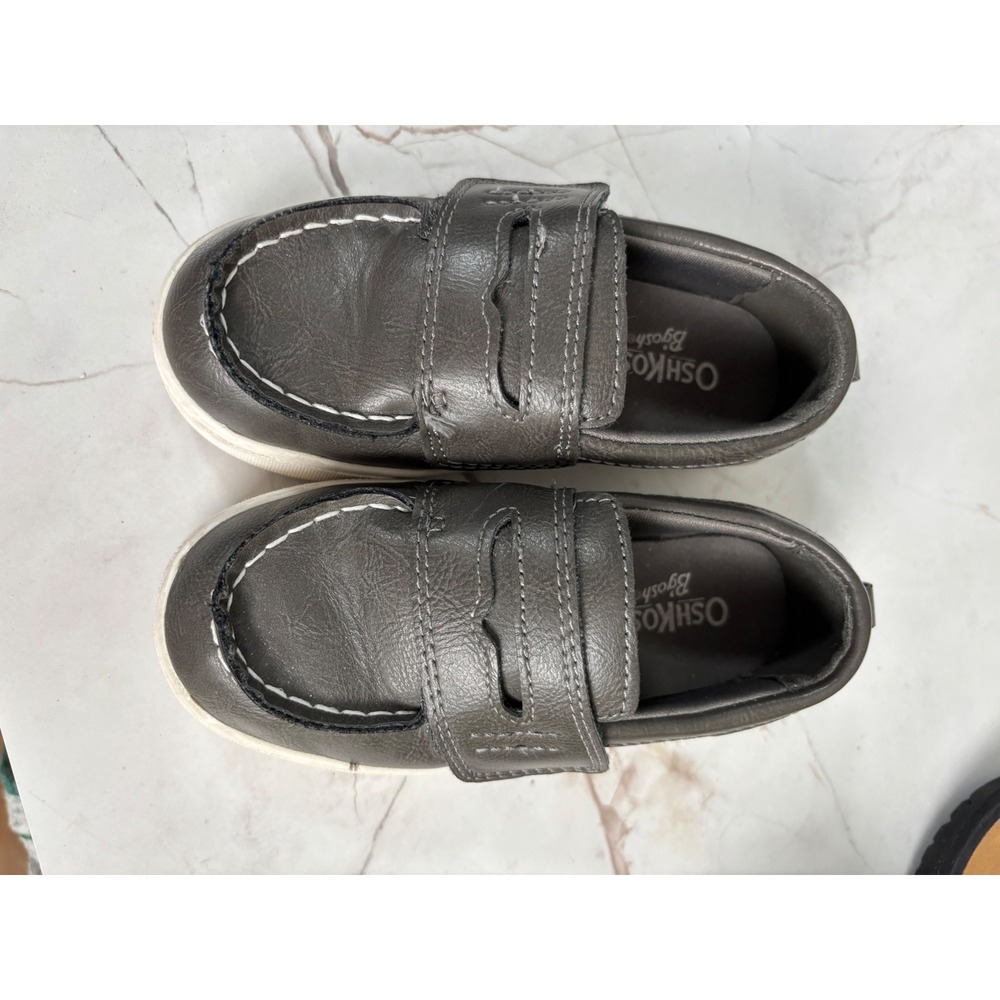 OshKosh Bgosh Toddler Boys Loafers Grey Moc Toe Slip On Shoes 9M SAIL/OS24C01H
